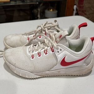 Nike White and Red Athletic Shoes